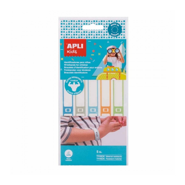 Apli Brazaletes Identificativos para Niños - Suaves y Resistentes - Impermeables - Faciles de Usar - Ideales para Excursiones y Eventos Apli Brazaletes Identificativos para Niños - Suaves y Resistentes - Impermeables - Faciles de Usar - Ideales para Excursiones y Eventos