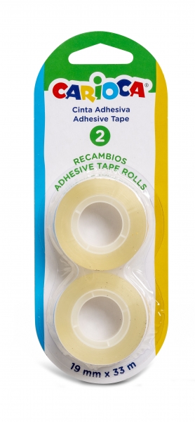 Carioca Blister Pack de 2 Cintas Adhesivas Transparentes - No Amarillea con el Tiempo - Ideal para Papel y Carton - Color Transparente