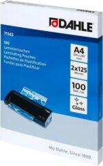 Dahle Pack de 100 Fundas para Plastificar Brillo A4 - 125 Micras - Alta Calidad - Transparente