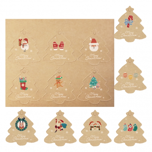 Dohe Navidad Kraft Pack de 48 Etiquetas para Regalos - Diseños Navidad - Tamaño 4