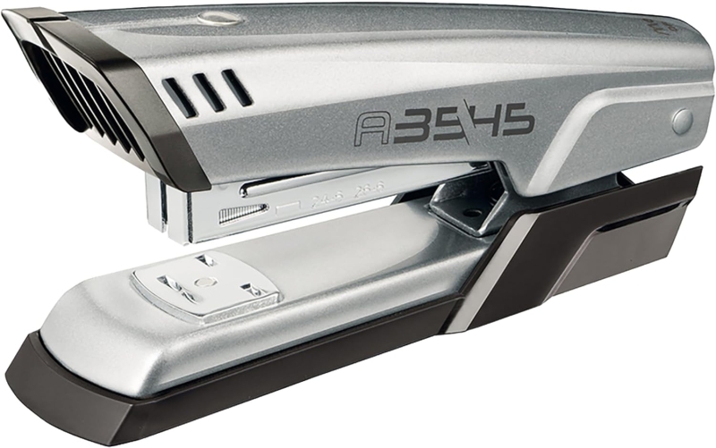 Maped Half Strip A-3545 Grapadora Metalica de Sobremesa - Hasta 25 Hojas a la Vez - Admite Grapas 24/6 y 26/6 - Grapado Abierto y Cerrado - Color Gris Metalizado