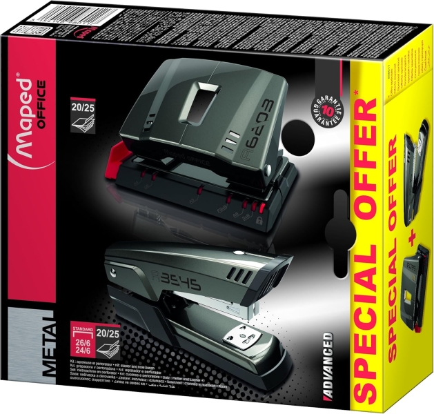 Maped Pack de Grapadora Metalica A3545 + Taladro Metalico A6203 - Grapa hasta 25 Hojas a la Vez - Admite Grapas 24/6 y 26/6 - Perfora hasta 25 Hojas - Color Gris Oscuro Maped Pack de Grapadora Metalica A3545 + Taladro Metalico A6203 - Grapa hasta 25 Hojas a la Vez - Admite Grapas 24/6 y 26/6 - Perfora hasta 25 Hojas - Color Gris Oscuro