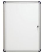 Bi-Office Vitrina para Anuncios o Carteles - Puerta Abatible con Cerradura - Tamaño 35.7 x 49cm - Superficie de Acero Lacado Magnetico - Color Aluminio