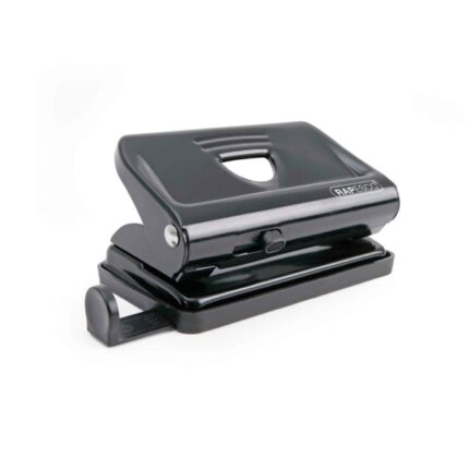 Rapesco 810 Taladro Perforador Metalico - Hasta 12 Hojas - Marcas de Formato - Facil Vaciado - Color Negro