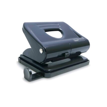 Rapesco 820 Taladro Perforador Metalico - Hasta 22 Hojas - Marcas de Formato - Facil Vaciado - Color Negro