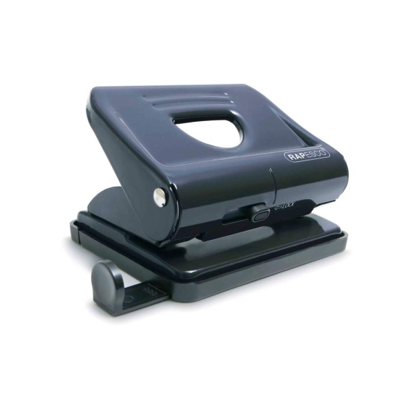 Rapesco 820 Taladro Perforador Metalico - Hasta 22 Hojas - Marcas de Formato - Facil Vaciado - Color Negro