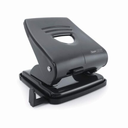 Rapesco 827 Taladro Perforador Metalico - Hasta 27 Hojas - Marcas de Formato - Sistema de Bloqueo - Color Negro