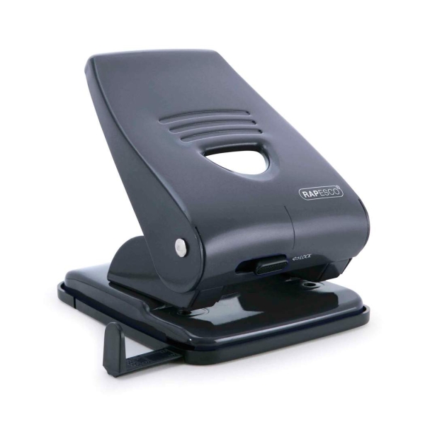 Rapesco 835 Taladro Perforador Metalico - Hasta 35 Hojas - Marcas de Formato - Sistema de Bloqueo - Color Negro