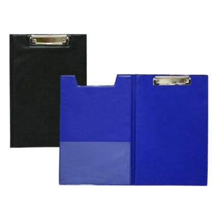 Biskmark Carpeta de PVC con Pinza Superior Metalica - Tamaño Folio - Bolsillo Interior - Colores Azul/Negro Aleatorios