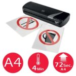 GBC Inspire+ A4 Set de Plastificadora + Recortadora de Esquinas + Cizalla + Paquete de 5 Bolsas de Plastificacion A4 - Hasta Tamaño A4 - Velocidad 250mm/min - Calentamiento en 4 Minutos - Ajuste Adicional Frio - Grueso Bolsa 75 y 125mic - Color Negro - immagine 5
