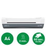 Leitz iLAM Home A4 Plastificadora - Hasta Tamaño A4 - Velocidad 300mm/min - Calentamiento en 3 Minutos - Grueso Bolsa 75 y 125mic - Incluye Paquete de 5 Bolsas de Plastificacion  A4 - Color Blanco/Gris - immagine 2
