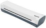 Leitz iLAM Home A3 Plastificadora - Hasta Tamaño A3 - Velocidad 300mm/min - Calentamiento en 3 Minutos - Grueso Bolsa 75 y 125mic - Incluye Paquete de 5 Bolsas de Plastificacion  A4 - Color Blanco/Gris