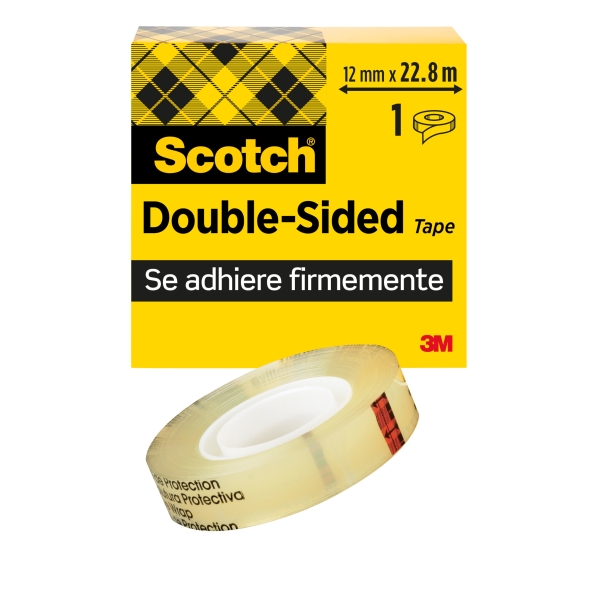 Scotch Cinta Adhesiva de Doble Cara - 12mm x 22.8m - Color Transparente