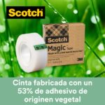 Scotch Magic Cinta Adhesiva - 66% Adhesivo Vegetal - 19mm x 30m - Color Transparente - immagine 2