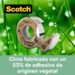 Scotch Magic Cinta Adhesiva - 66% Adhesivo Vegetal - 19mm x 20m - Incluye Dispensador - Color Blanco - immagine 2