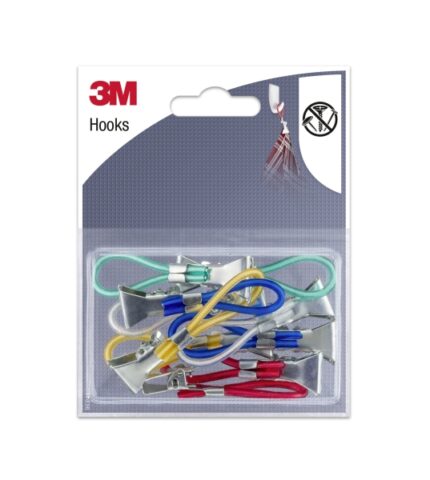 3M Pack de 10 Lazos con Pinza para Colgar - Clip Multiusos - Colores Surtidos