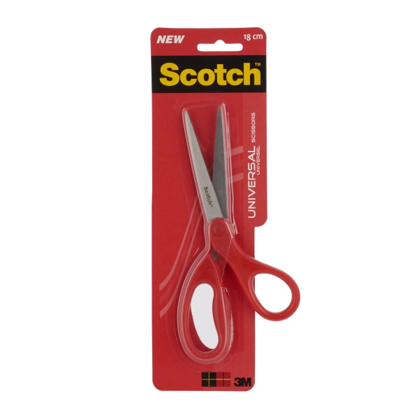 Scotch Tijeras Universales 18cm - Acero Inoxidable - Mango Ergonomico - Color Rojo