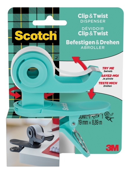 Scotch Dispensador de Cinta Adhesiva - para Cintas de hasta 19mm x 8.89m - Incluye Cinta Adhesiva - Color Turquesa