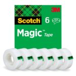 Scotch Magic Pack de 6 Cintas Adhesivas Invisible - 19mm x 33m - Color Transparente