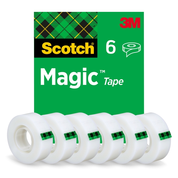 Scotch Magic Pack de 6 Cintas Adhesivas Invisible - 19mm x 33m - Color Transparente