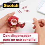 Scotch Crystal Pack de 3 Cintas Adhesivas - 19mm x 7.5m - Incluye Dispensador - Color Transparente - immagine 4