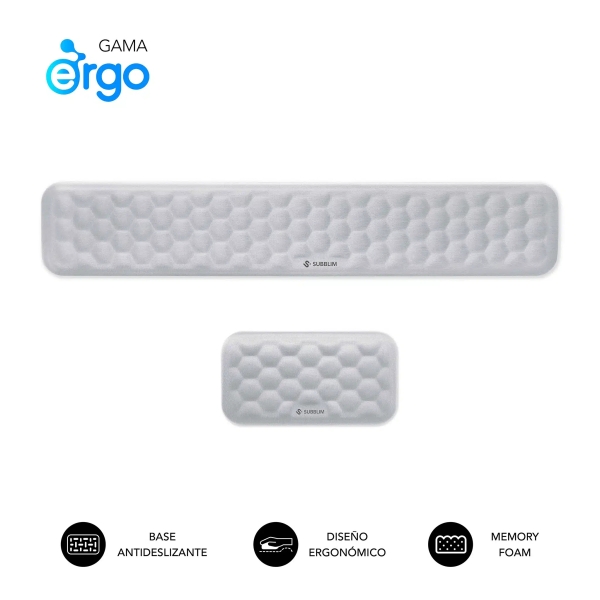 Subblim Pack Ergo Airpadding Reposamuñecas para Teclado y Raton - Espuma Viscoelastica 65D - Tejido AirMesh Transpirable - Base Antideslizante - Color Plata Subblim Pack Ergo Airpadding Reposamuñecas para Teclado y Raton - Espuma Viscoelastica 65D - Tejido AirMesh Transpirable - Base Antideslizante - Color Plata