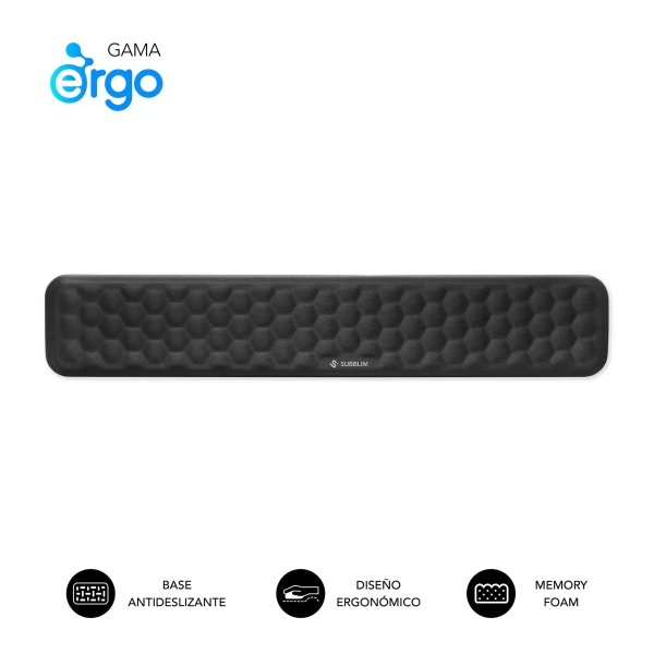 Subblim Ergo Airpadding Reposamuñecas para Teclado - Espuma Viscoelastica 65D - Tejido AirMesh Transpirable - Base Antideslizante - Color Negro Subblim Ergo Airpadding Reposamuñecas para Teclado - Espuma Viscoelastica 65D - Tejido AirMesh Transpirable - Base Antideslizante - Color Negro