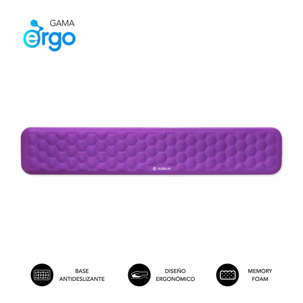 Subblim Ergo Airpadding Reposamuñecas para Teclado - Espuma Viscoelastica 65D - Tejido AirMesh Transpirable - Base Antideslizante - Color Lila Subblim Ergo Airpadding Reposamuñecas para Teclado - Espuma Viscoelastica 65D - Tejido AirMesh Transpirable - Base Antideslizante - Color Lila