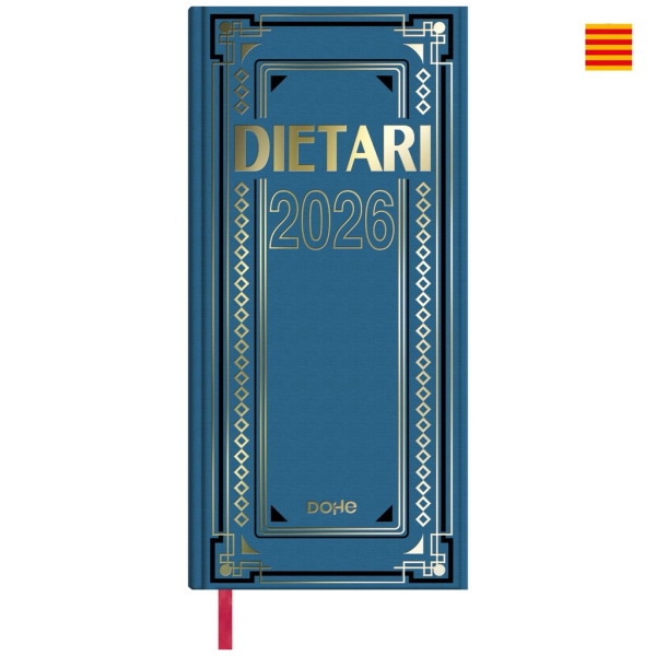 Dohe Dietario Anual Dos Tercios en Catalan - Dia Pagina - Fabricado en Geltex con Carton Contracolado - Tamaño 14.5x31cm - Colores Surtidos Aleatorios