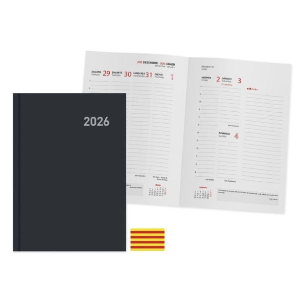 Ingraf Paris Agenda Anual en Catalan - Semana Vista - Tamaño 15x21cm - Color Negro