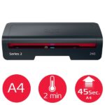 GBC 240 Home Office A4 Plastificadora - Calentamiento en 2 Minutos - Desde Documentos de Identidad hasta Documentos A4 - Compatible con Bolsas de 75 a 125 micras - Color Negro/Rojo - immagine 2
