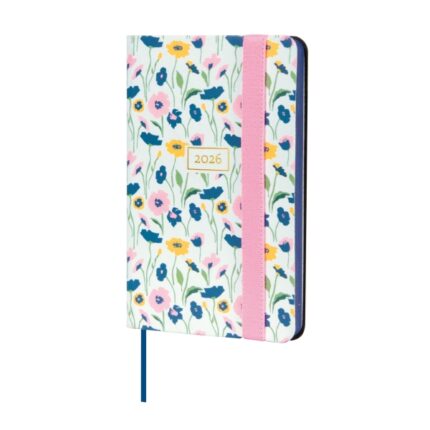 Finocam Flexi Joy Agenda - Anual 2026 - Tapa Blanda - Formato F2 - 85x13x130mm - Semana Vista Horizontal - Tematica de Flores