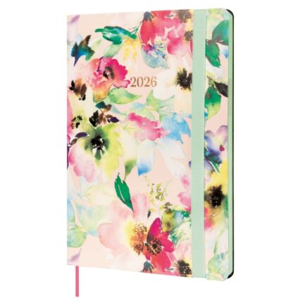 Finocam Flexi Joy Agenda en Catalan - Anual 2026 - Tapa Blanda - Formato FA5 - 151x13x214mm - Semana Vista en Vertical - Tematica de Flores