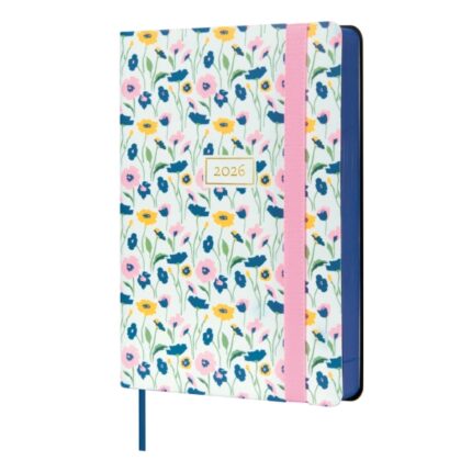 Finocam Flexi Joy Agenda - Anual 2026 - Tapa Blanda - Formato F4 - 120x23x172mm - 1 Dia por Pagina - Tematica de Flores