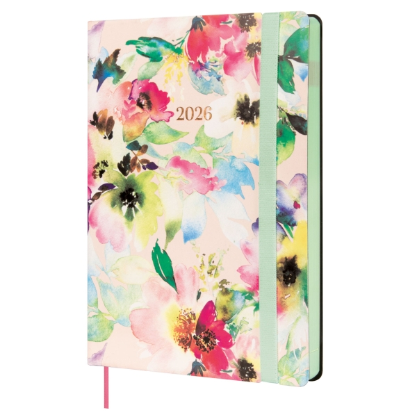 Finocam Flexi Joy Agenda - Anual 2026 - Tapa Blanda - Formato FA5 - 151x23x214mm - 1 Dia por Pagina - Tematica de Flores