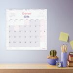 Finocam Chic Calendario de Pared en Catalan - Anual 2026 - 300x5x310mm - Espacio para Escribir - Color Morado - immagine 2