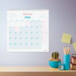 Finocam Chic Calendario de Pared en Catalan - Anual 2026 - 300x5x310mm - Espacio para Escribir - Color Turquesa - immagine 2