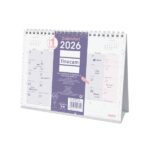 Finocam Chic Calendario de Sobremesa en Catalan - Anual 2026 - 210x70x155mm - Espacio para Escribir - Color Morado