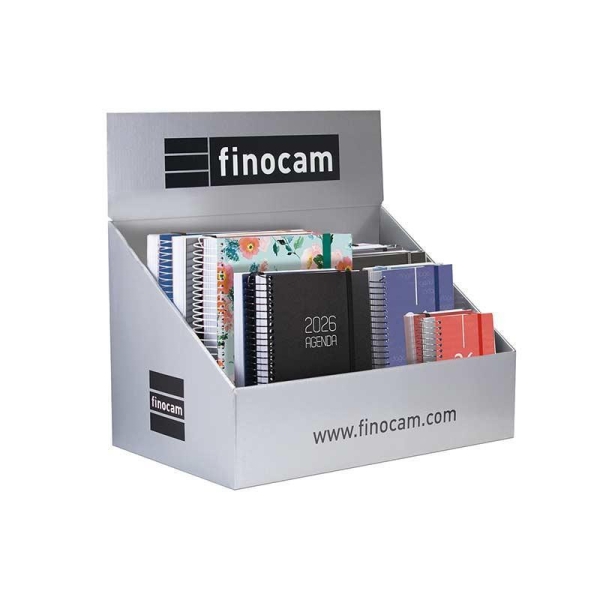 Finocam Expositor con 30 Agendas de Espiral Surtidas - Anual 2026 - Color Surtidos