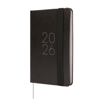 Finocam Flexi Lisa Agenda - Anual 2026 - Tapa Blanda - Formato F2 - 85x13x130mm - Semana Vista Horizontal - Color Negro