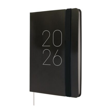 Finocam Flexi Lisa Agenda en Catalan - Anual 2026 - Tapa Blanda - Formato F4 - 120x13x172mm - Semana Vista Horizontal - Color Negro