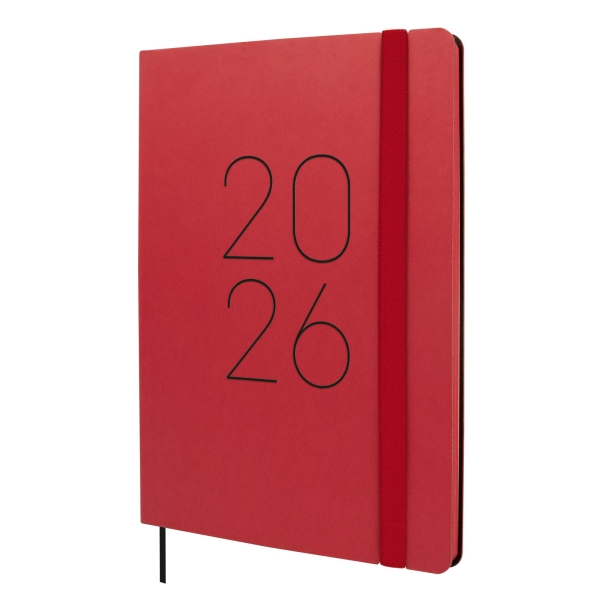 Finocam Flexi Lisa Agenda - Anual 2026 - Tapa Blanda - Formato FA5 - 151x13x214mm - Semana Vista en Vertical - Color Rojo