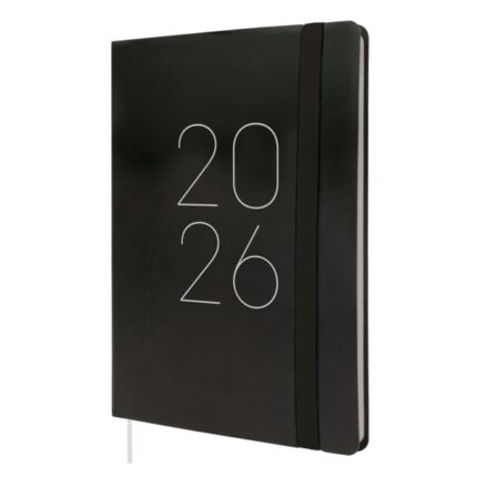 Finocam Flexi Lisa Agenda - Anual 2026 - Tapa Blanda - Formato FA5 - 151x13x214mm - Semana Vista en Vertical - Color Negro
