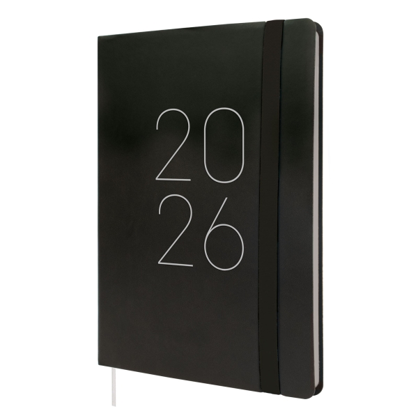 Finocam Flexi Lisa Agenda - Anual 2026 - Tapa Blanda - Formato FA5 - 151x13x214mm - Semana Vista en Vertical - Color Negro