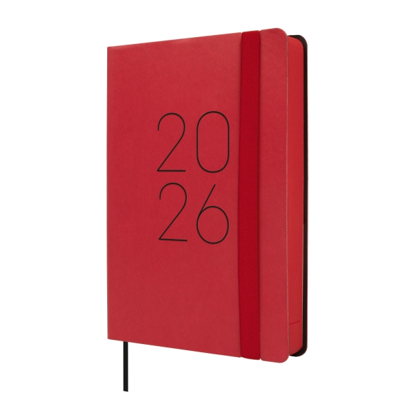 Finocam Flexi Lisa Agenda - Anual 2026 - Tapa Blanda - Formato F4 - 120x23x172mm - 1 Dia por Pagina - Color Rojo