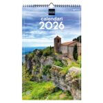 Finocam Calendario de Pared en Catalan - Anual 2026 - Imagenes Variadas - con Espiral - Espacio para Escribir - Tematica de Ciudades y Pueblos