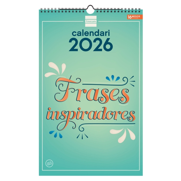 Finocam Calendario de Pared en Catalan - Anual 2026 - Imagenes Variadas - con Espiral - Espacio para Escribir - Tematica de Frases Inspiradoras Finocam Calendario de Pared en Catalan - Anual 2026 - Imagenes Variadas - con Espiral - Espacio para Escribir - Tematica de Frases Inspiradoras