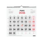 Finocam Calendario de Pared en Catalan - Anual 2026 - 300x5x310mm - Numeros Grandes - Color Blanco y Rojo - immagine 3