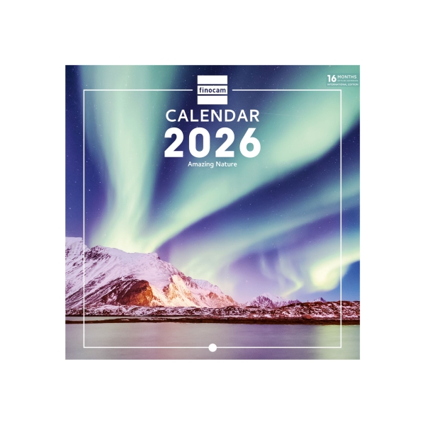 Finocam Calendario de Pared Internacional - Anual 2026 - Imagenes Variadas - 191x5x185mm - Tematica de Naturaleza Finocam Calendario de Pared Internacional - Anual 2026 - Imagenes Variadas - 191x5x185mm - Tematica de Naturaleza