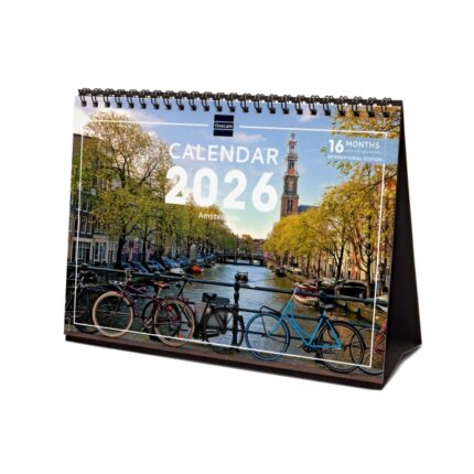 Finocam Calendario de Sobremesa Internacional - Anual 2026 - Imagenes Variadas - 210x70x155mm - Tematica de Amsterdam